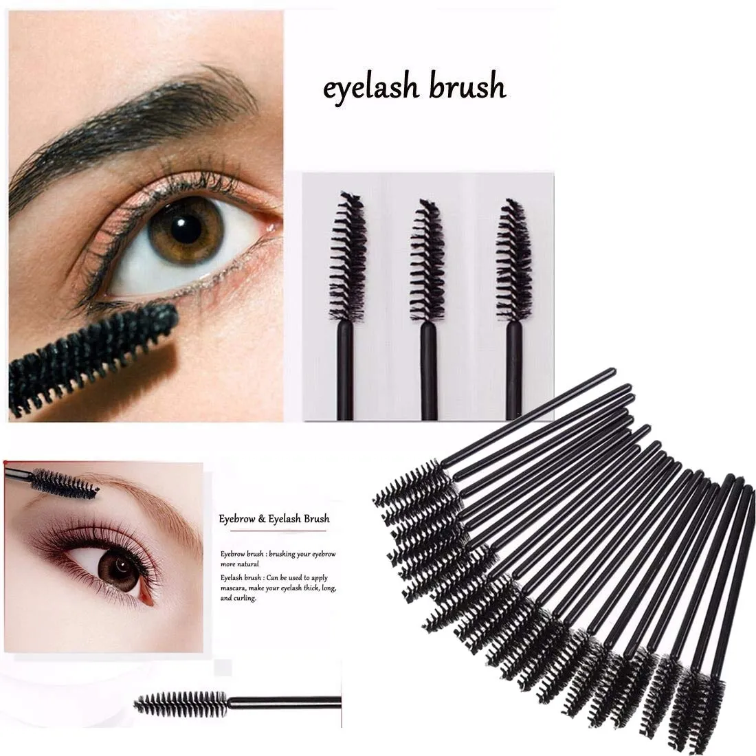 100 PCS Disposable Makeup Applicators Eyelash Mascara Brushes Lip Brushes Mascara Wands Cosmetic Lipstick Wands Tool Kits… 100pc BlackWhite