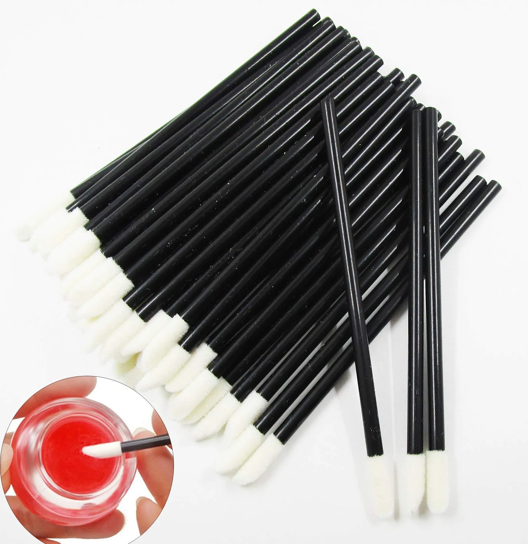 100 PCS Disposable Makeup Applicators Eyelash Mascara Brushes Lip Brushes Mascara Wands Cosmetic Lipstick Wands Tool Kits… 100pc BlackWhite