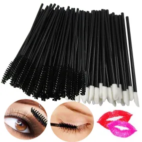 100 PCS Disposable Makeup Applicators Eyelash Mascara Brushes Lip Brushes Mascara Wands Cosmetic Lipstick Wands Tool Kits… 100pc BlackWhite