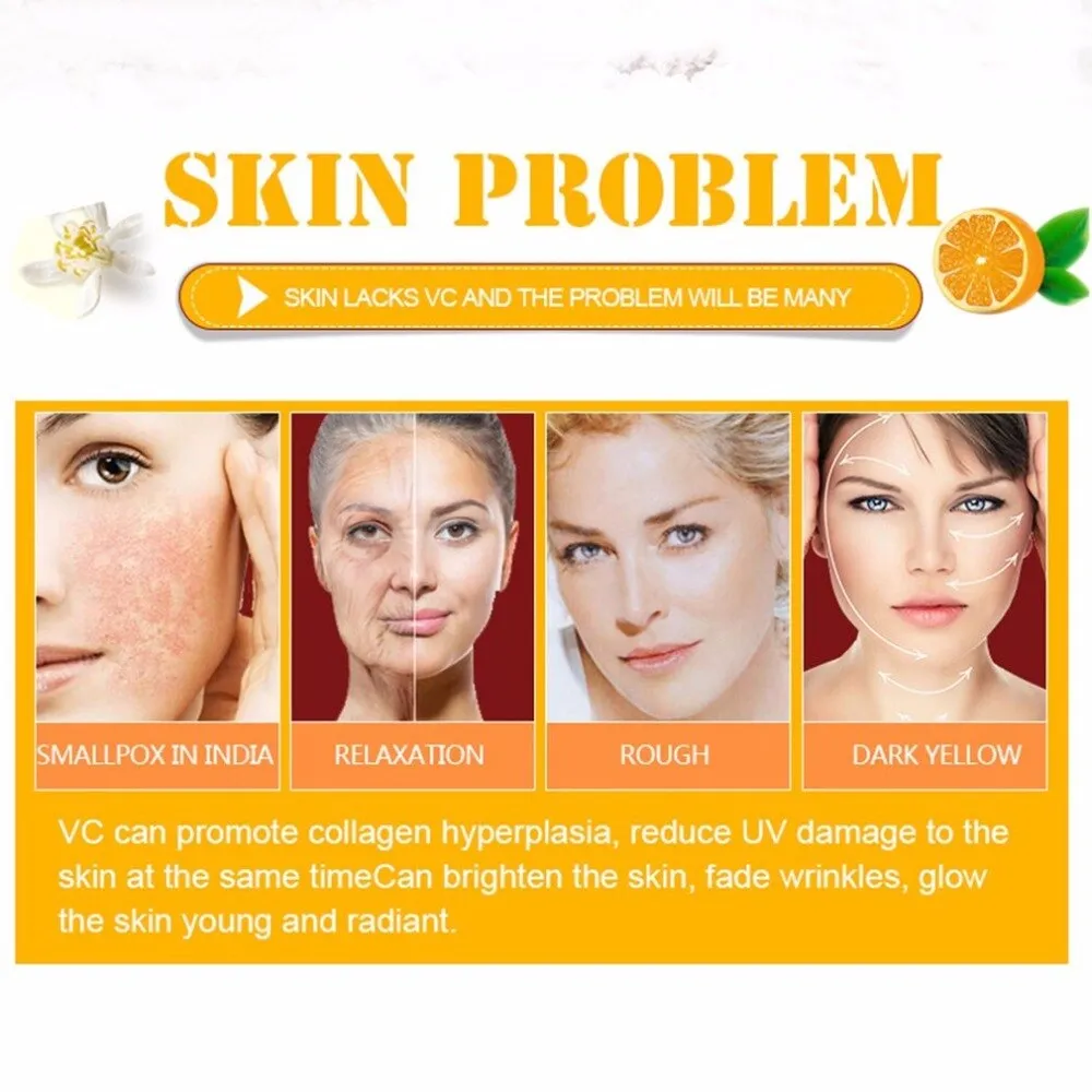 10ml Vitamin C Serum Anti-aging Moisture Anti-Wrinkle Whitening VC Essence Oil Women Beauty Make Up Essential Serum