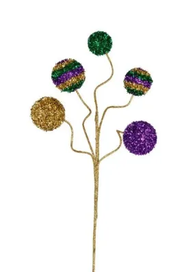 20" Mardi Gras Cut Glitter Stripe Ball Spray