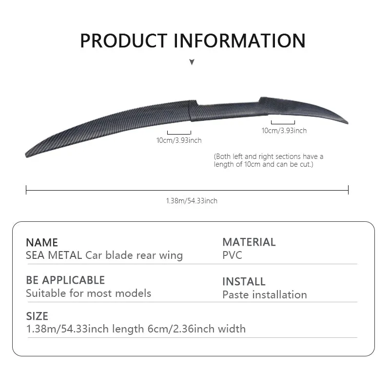 Carbon Fiber Spoiler For Car Universal Trunk Rear Wing Exterior Parts