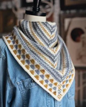 Fireside Bandana Kit, sport weight yarn cowl, knitting kit