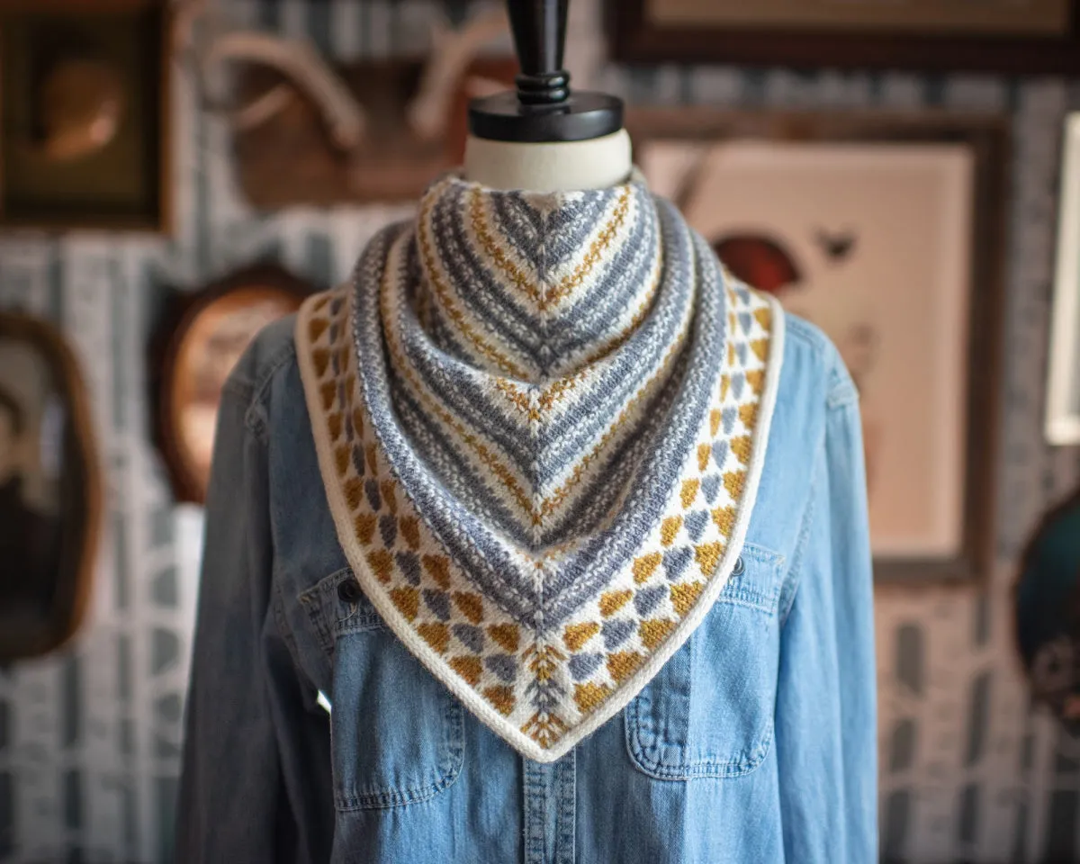 Fireside Bandana Kit, sport weight yarn cowl, knitting kit