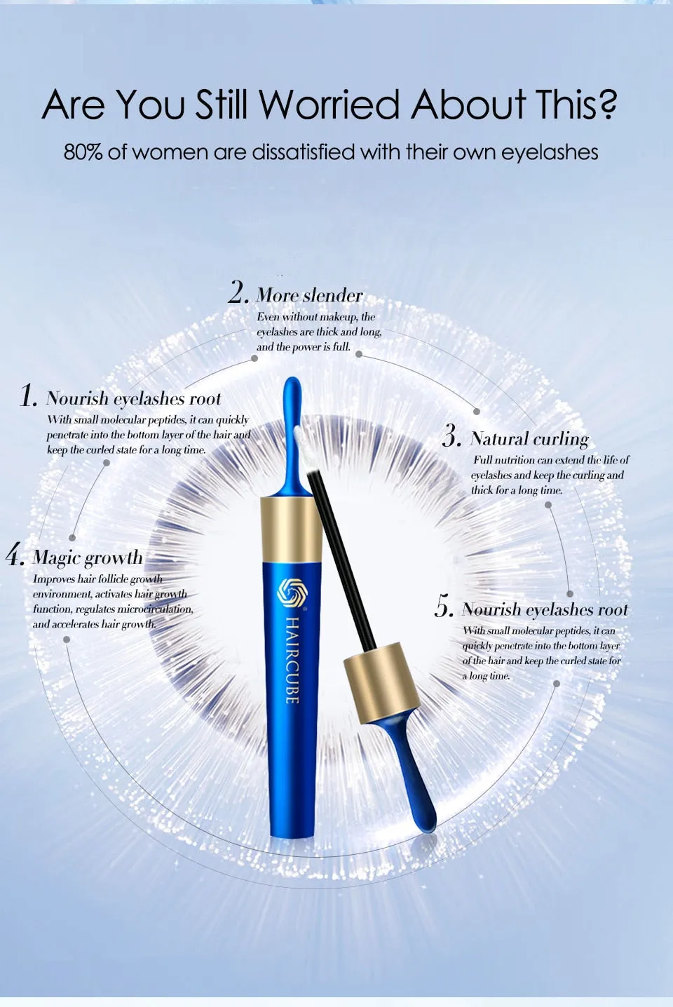 HAIRCUBE Eyelash Growth Serum Mascara Lengthening / Eyelash Enhancer Natural Herbal Eyelash Growth Thick Curling Treatments