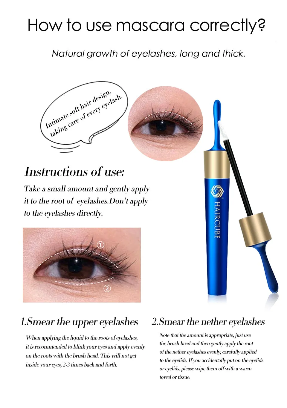HAIRCUBE Eyelash Growth Serum Mascara Lengthening / Eyelash Enhancer Natural Herbal Eyelash Growth Thick Curling Treatments