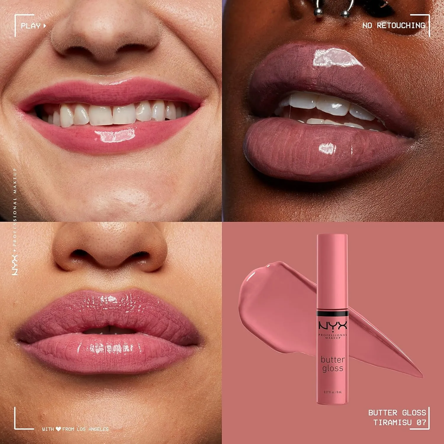 NYX Butter Gloss Lip Gloss 2-Pack - Tiramisu (Brown) & Vanilla Cream Pie (Mauve)