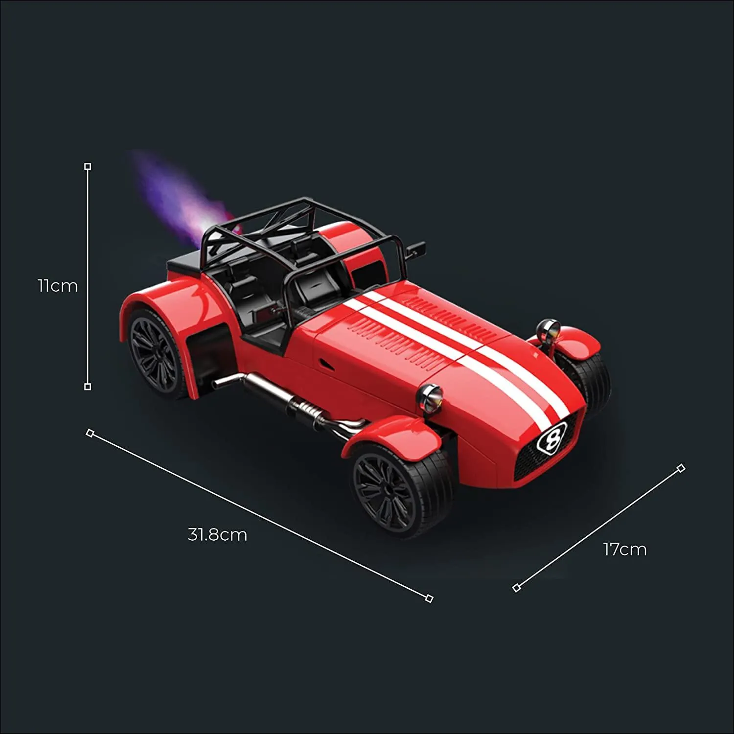 Playzu Classic Remote Control Die Cast With Mist Spray Racing Car – Red