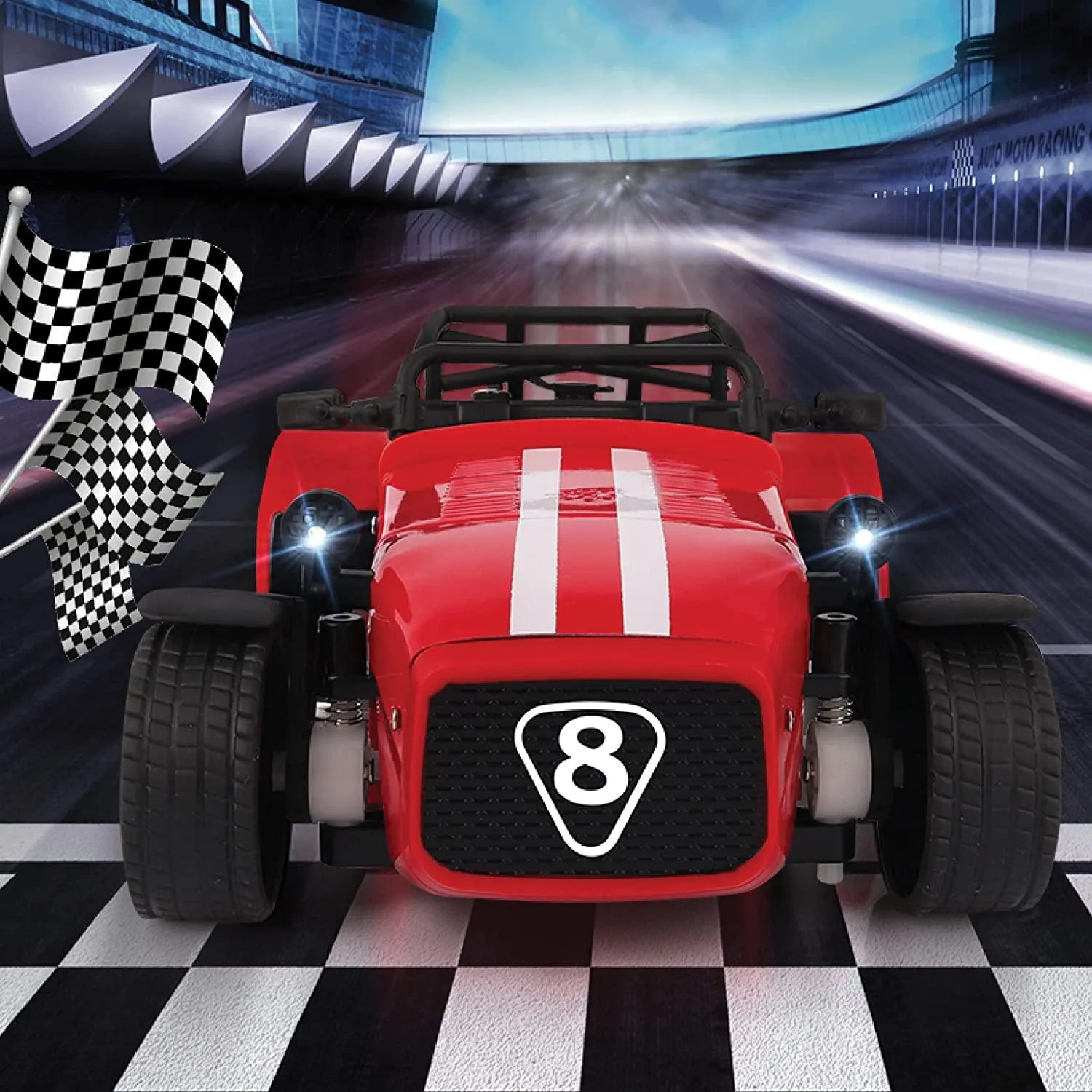 Playzu Classic Remote Control Die Cast With Mist Spray Racing Car – Red