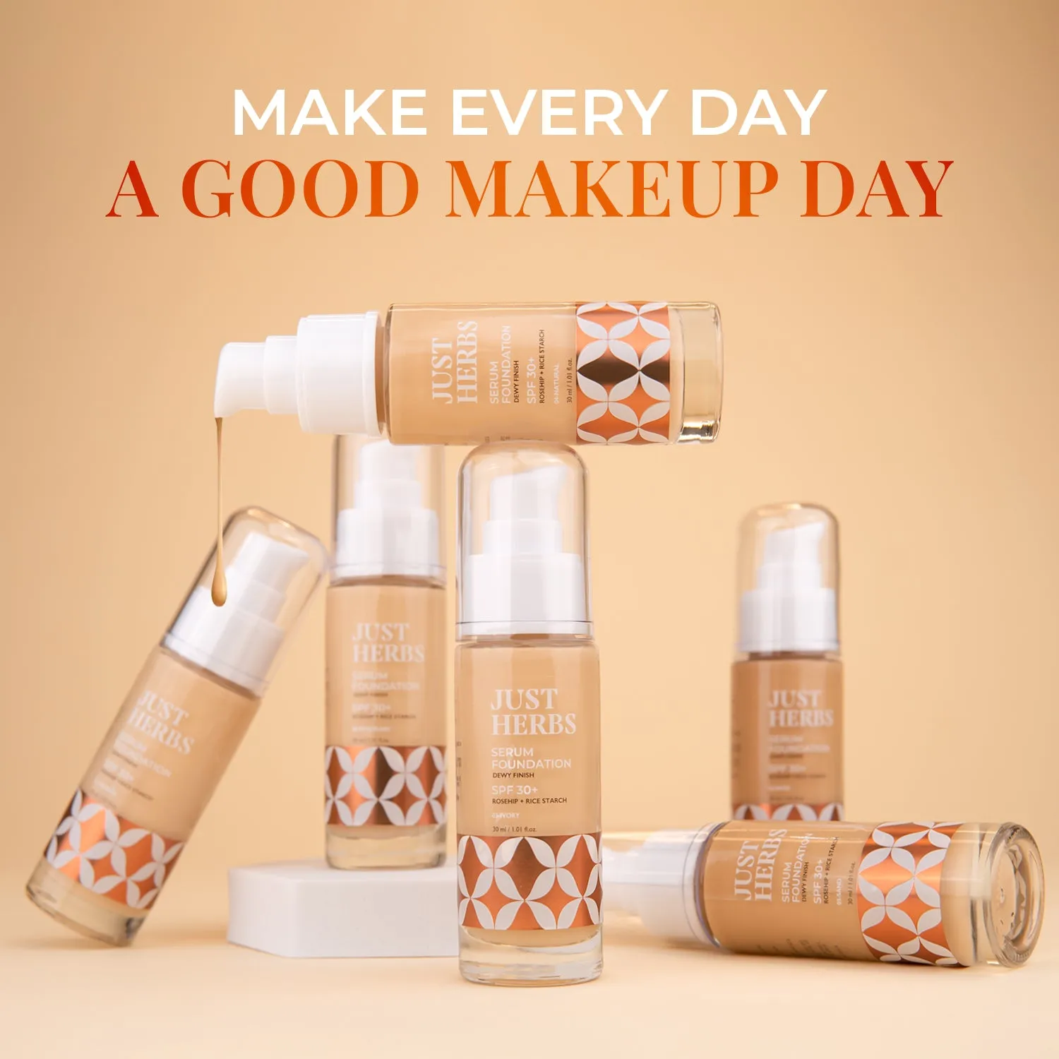 Serum Foundation Dewy Finish SPF 30  with Rosehip and Rice Starch - Beige