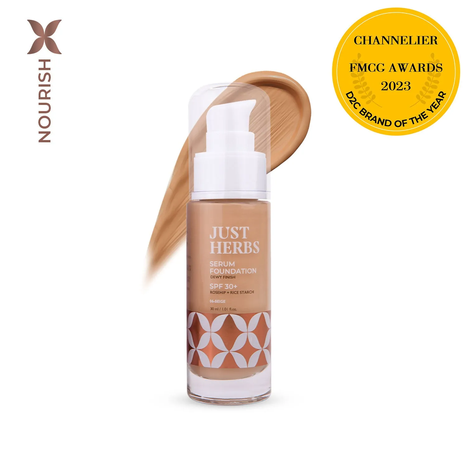 Serum Foundation Dewy Finish SPF 30  with Rosehip and Rice Starch - Beige